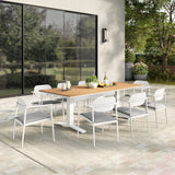 Amber 9-Piece Outdoor Patio Aluminum Dining Set in White