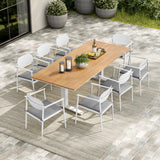Amber 9-Piece Outdoor Patio Aluminum Dining Set in White