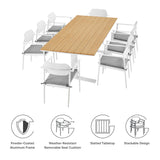 Amber 9-Piece Outdoor Patio Aluminum Dining Set in White