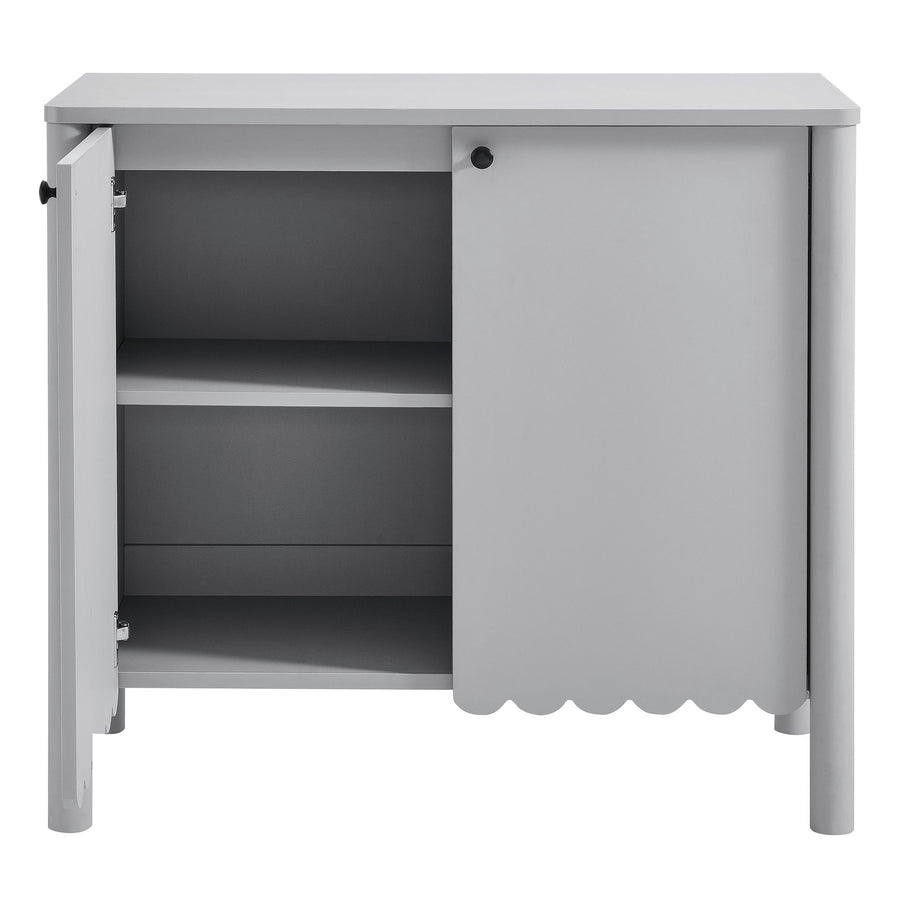 Solstice 35" 2-Door Scalloped Sideboard Cabinet in Light Gray
