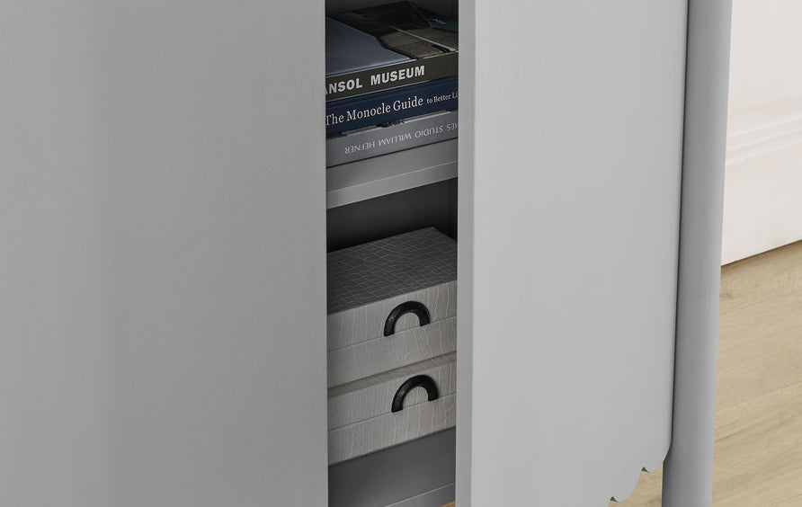 Solstice 35" 2-Door Scalloped Sideboard Cabinet in Light Gray