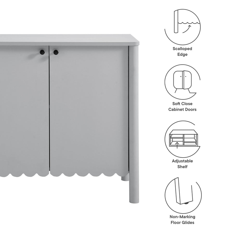 Solstice 35" 2-Door Scalloped Sideboard Cabinet in Light Gray