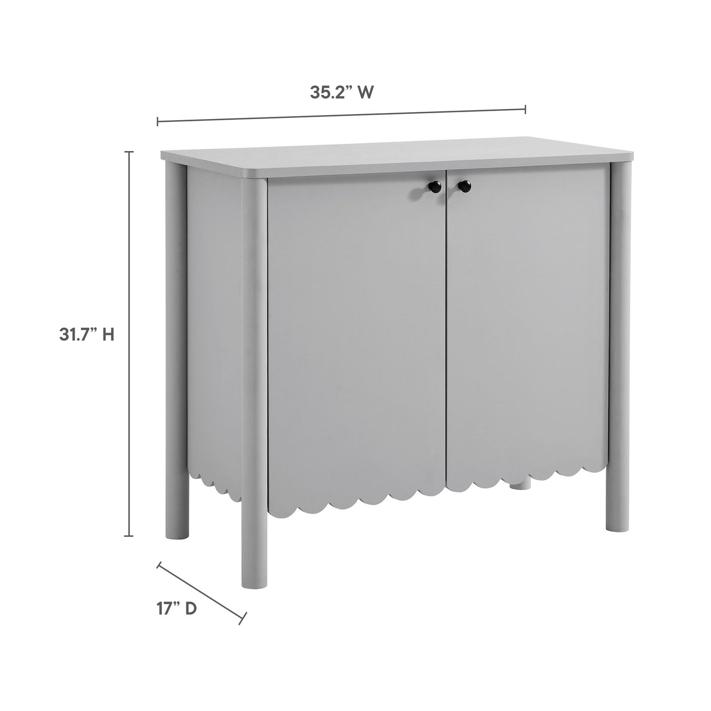 Emmeline 35" 2-Door Scalloped Sideboard Cabinet by Furniture For America