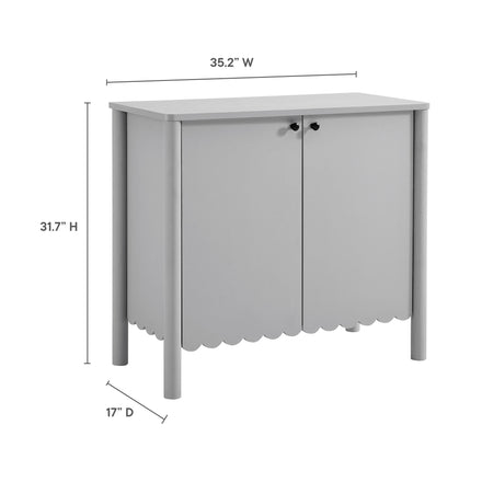 Emmeline 35" 2-Door Scalloped Sideboard Cabinet in Light Gray
