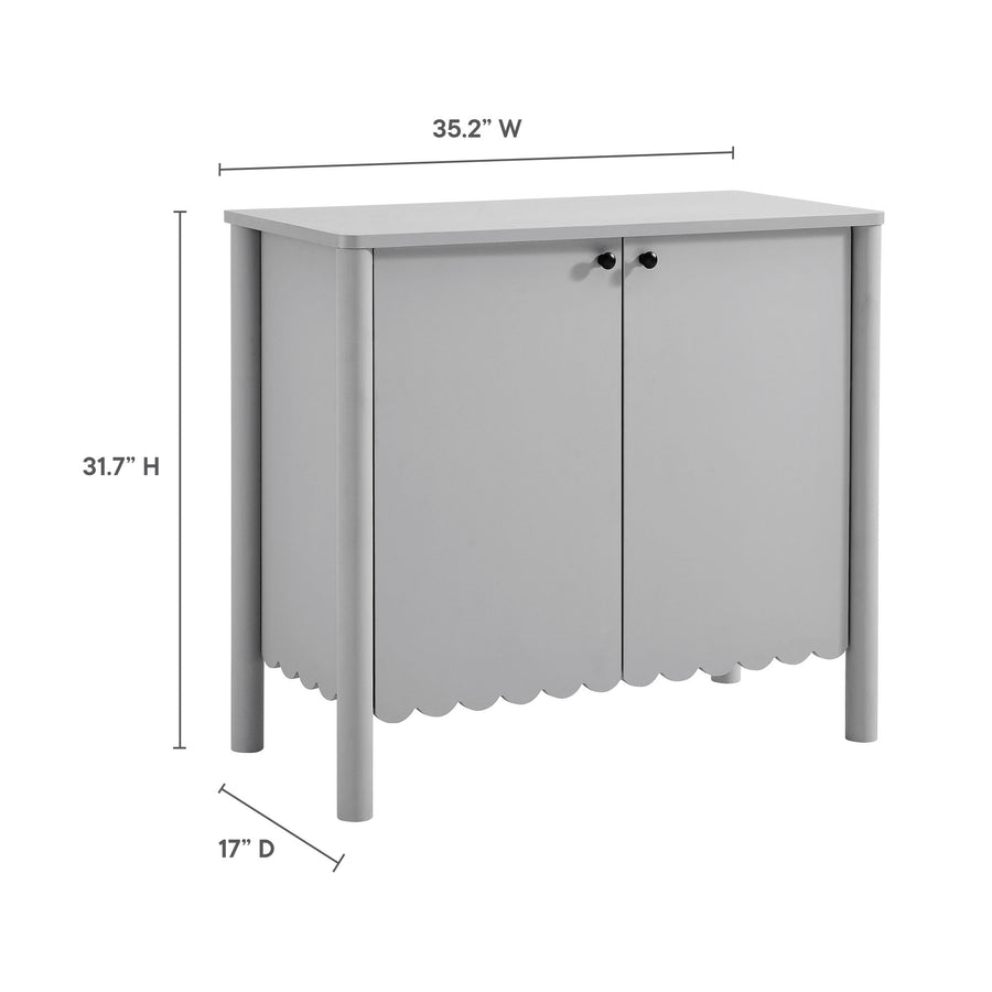 Solstice 35" 2-Door Scalloped Sideboard Cabinet in Light Gray
