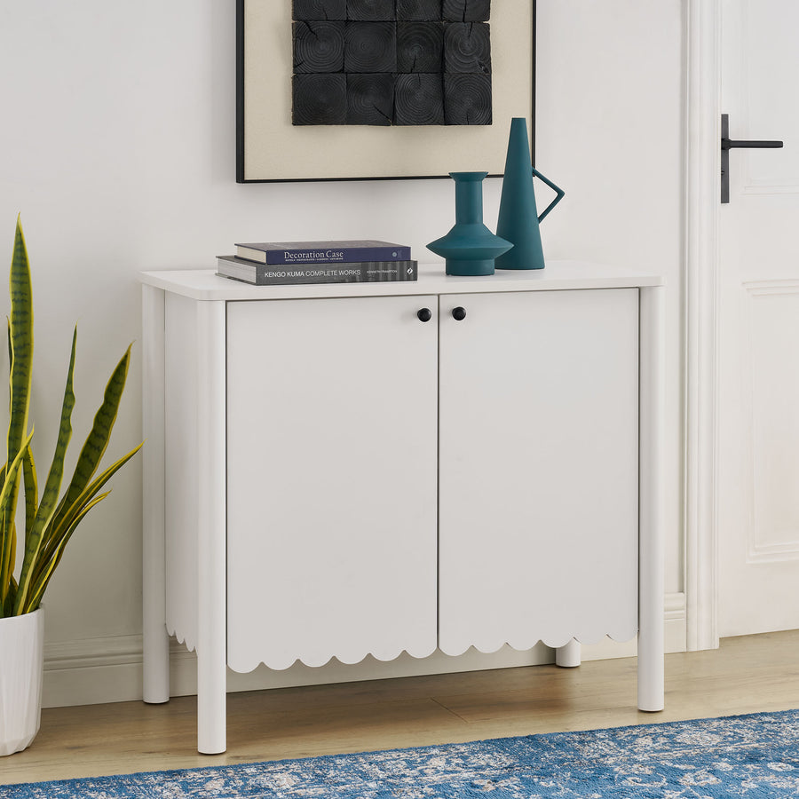 Solstice 35" 2-Door Scalloped Sideboard Cabinet in White