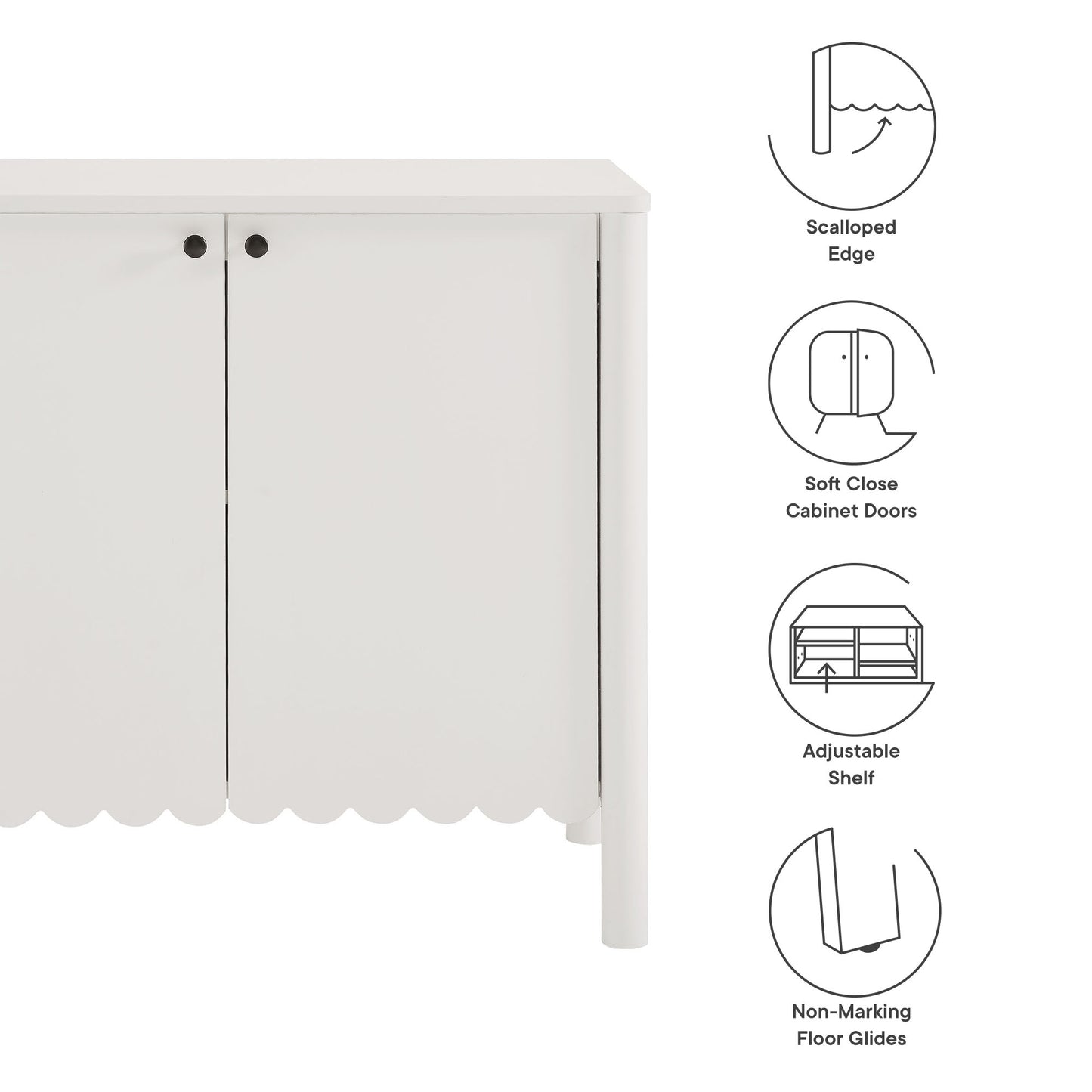 Emmeline 35" 2-Door Scalloped Sideboard Cabinet by Furniture For America
