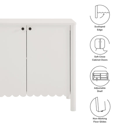 Emmeline 35" 2-Door Scalloped Sideboard Cabinet in White