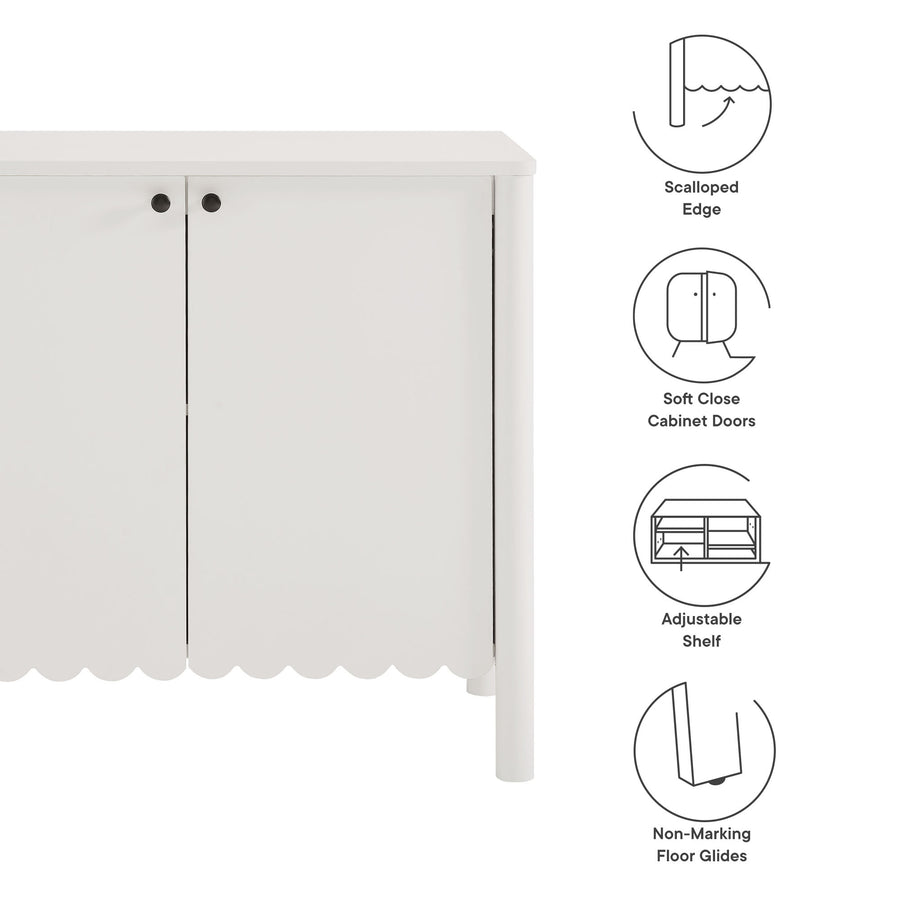 Solstice 35" 2-Door Scalloped Sideboard Cabinet in White