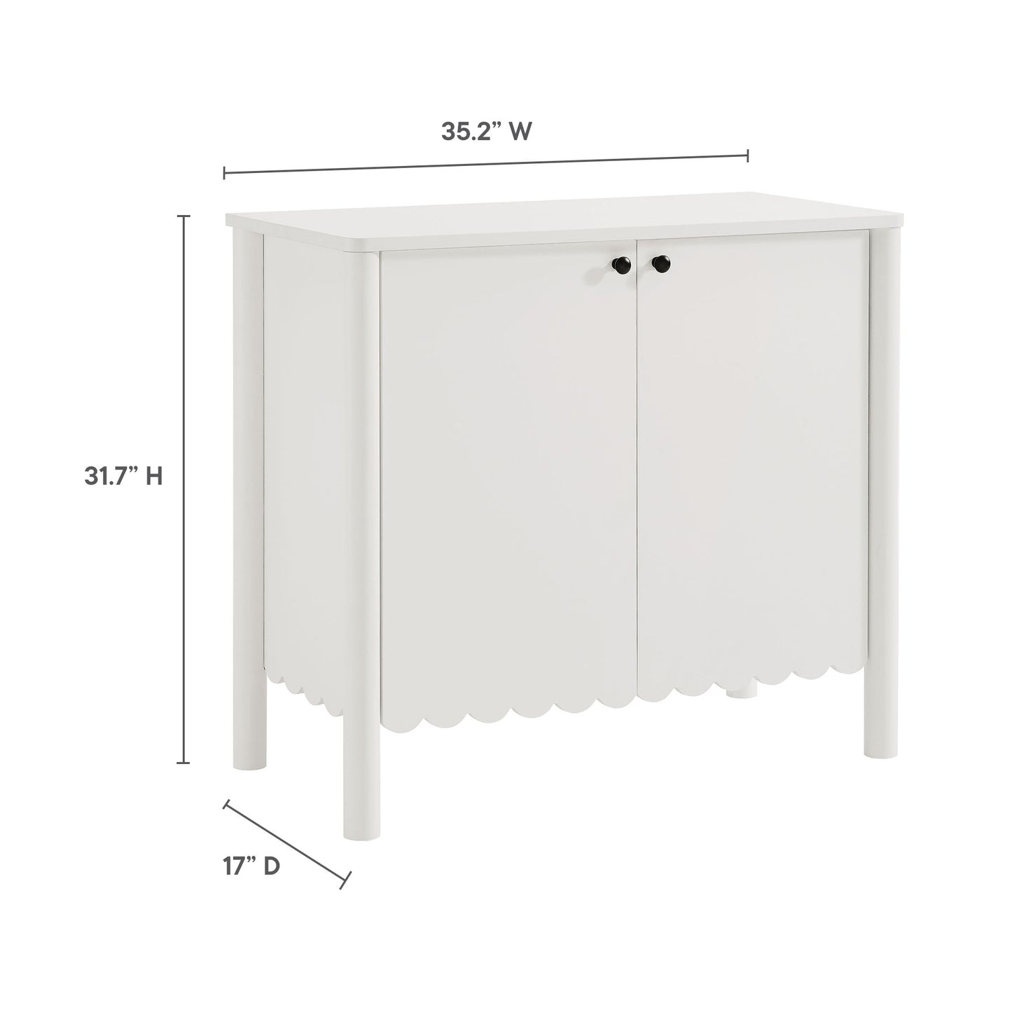 Emmeline 35" 2-Door Scalloped Sideboard Cabinet by Furniture For America