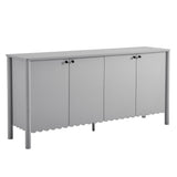 Solstice 66" 4-Door Scalloped Sideboard Cabinet in Light Gray