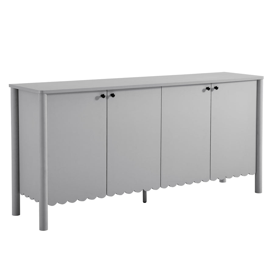 Solstice 66" 4-Door Scalloped Sideboard Cabinet in Light Gray
