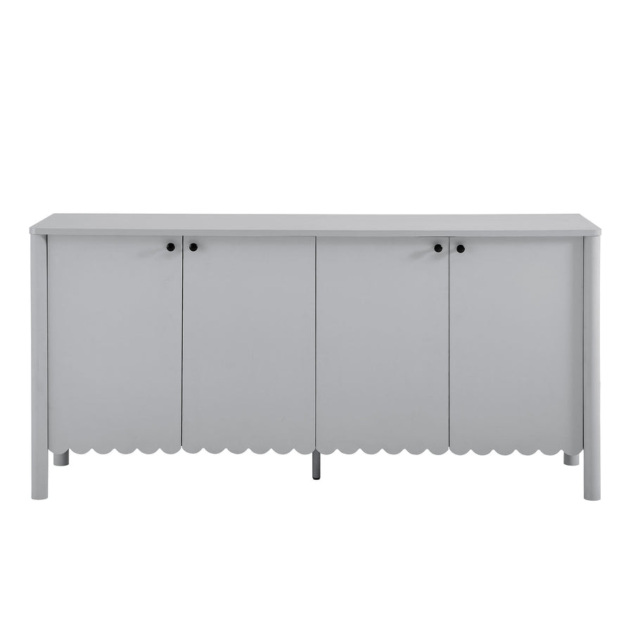 Solstice 66" 4-Door Scalloped Sideboard Cabinet in Light Gray