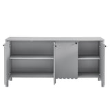 Solstice 66" 4-Door Scalloped Sideboard Cabinet in Light Gray