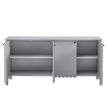 Emmeline 66" 4-Door Scalloped Sideboard Cabinet by Furniture For America