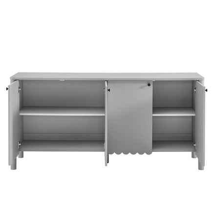 Emmeline 66" 4-Door Scalloped Sideboard Cabinet in Light Gray