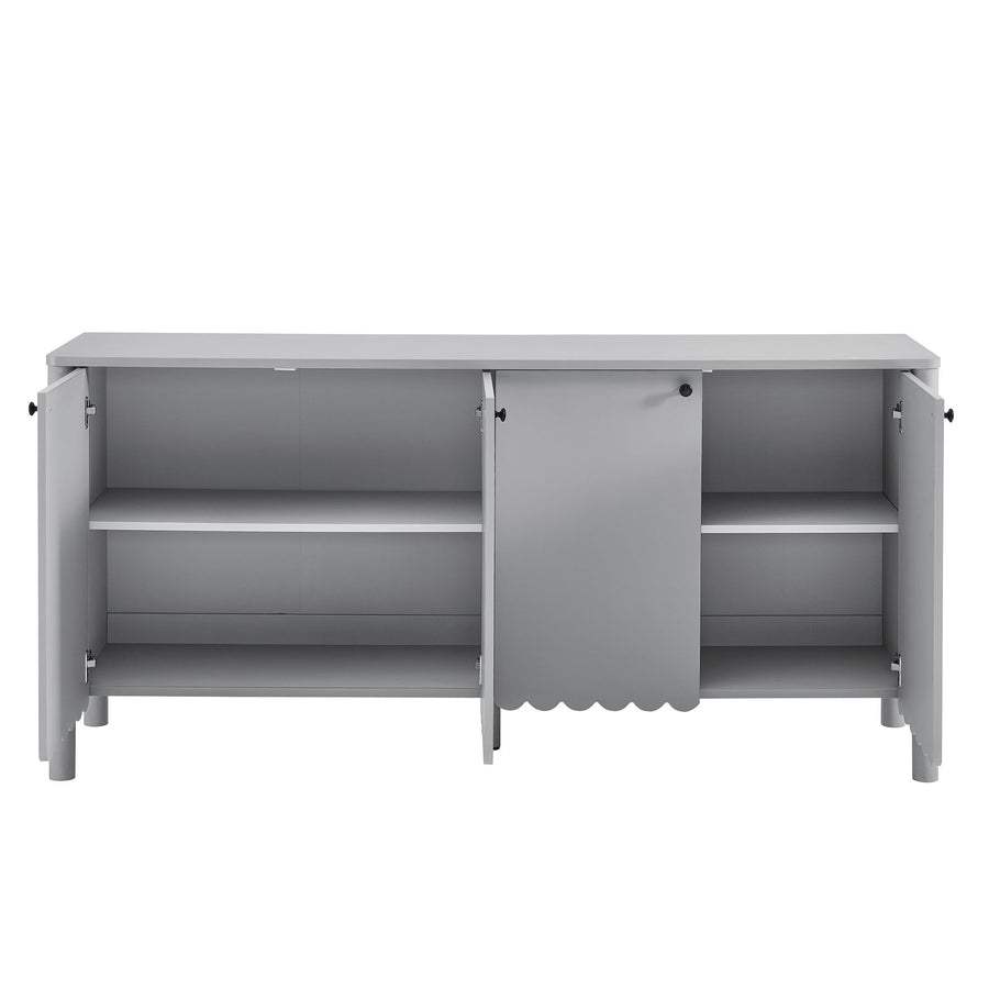 Solstice 66" 4-Door Scalloped Sideboard Cabinet in Light Gray