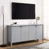 Solstice 66" 4-Door Scalloped Sideboard Cabinet in Light Gray