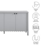 Solstice 66" 4-Door Scalloped Sideboard Cabinet in Light Gray