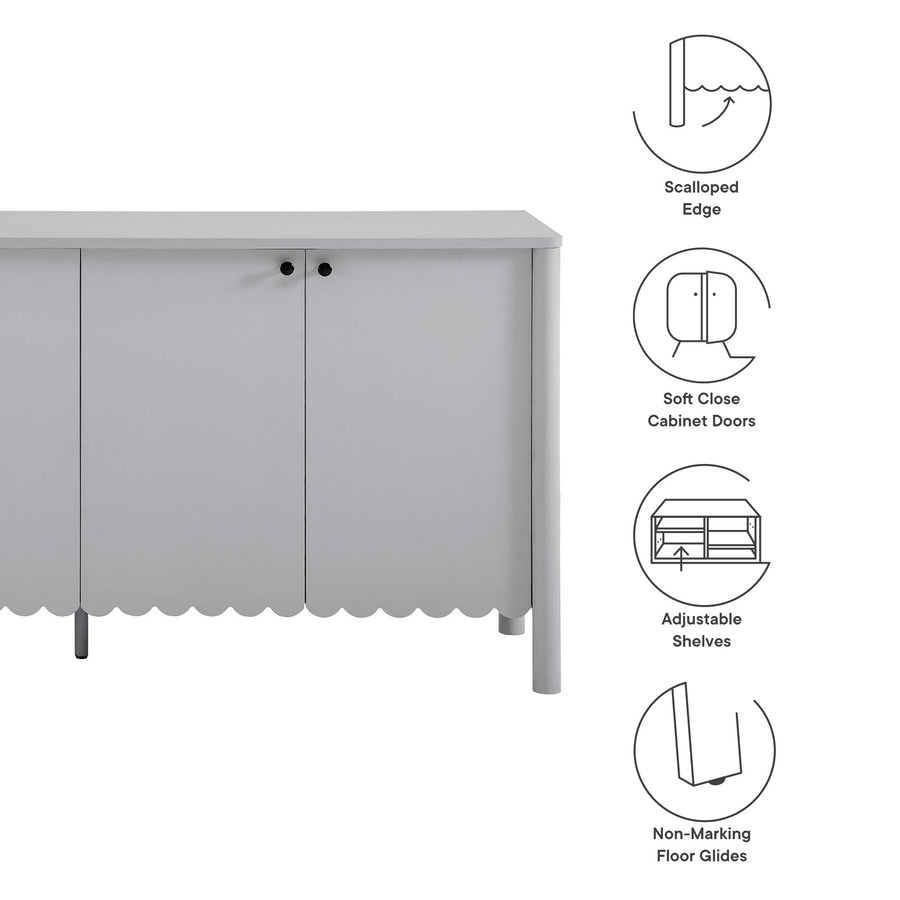 Solstice 66" 4-Door Scalloped Sideboard Cabinet in Light Gray