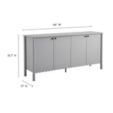 Solstice 66" 4-Door Scalloped Sideboard Cabinet in Light Gray