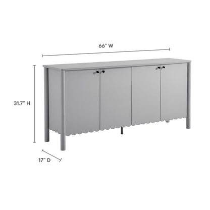 Emmeline 66" 4-Door Scalloped Sideboard Cabinet by Furniture For America