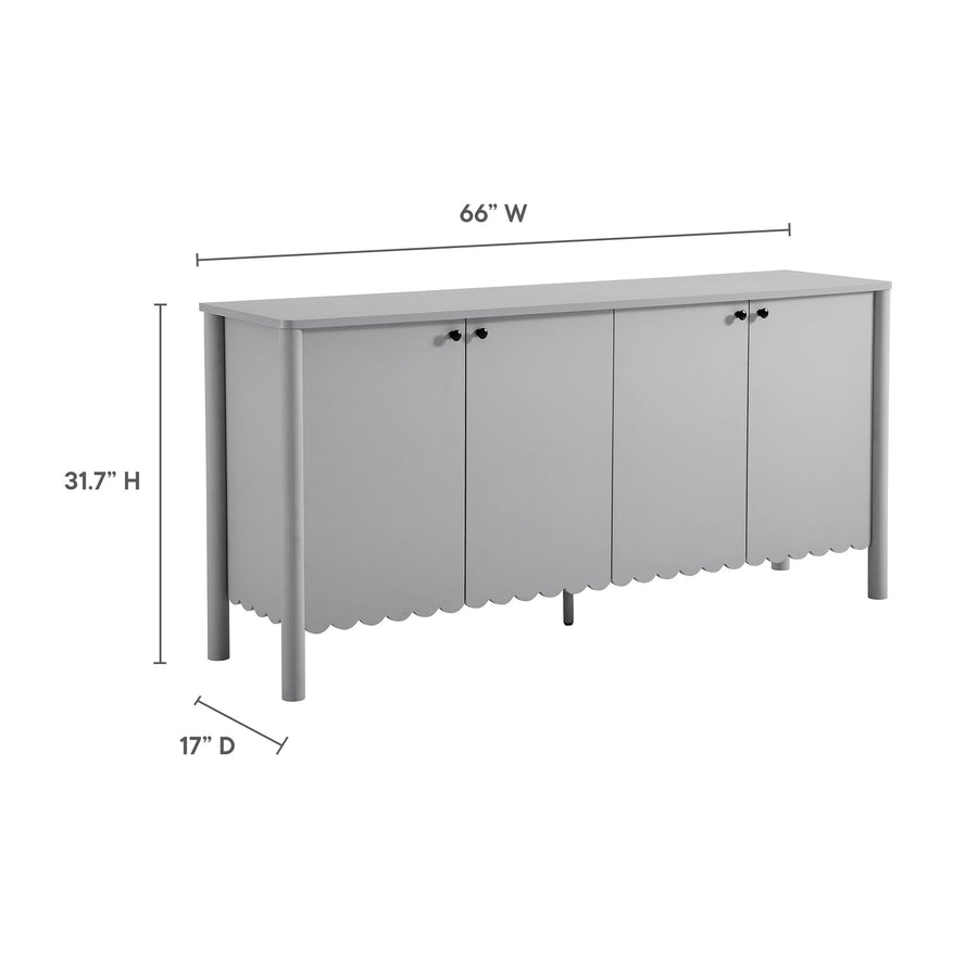 Solstice 66" 4-Door Scalloped Sideboard Cabinet in Light Gray