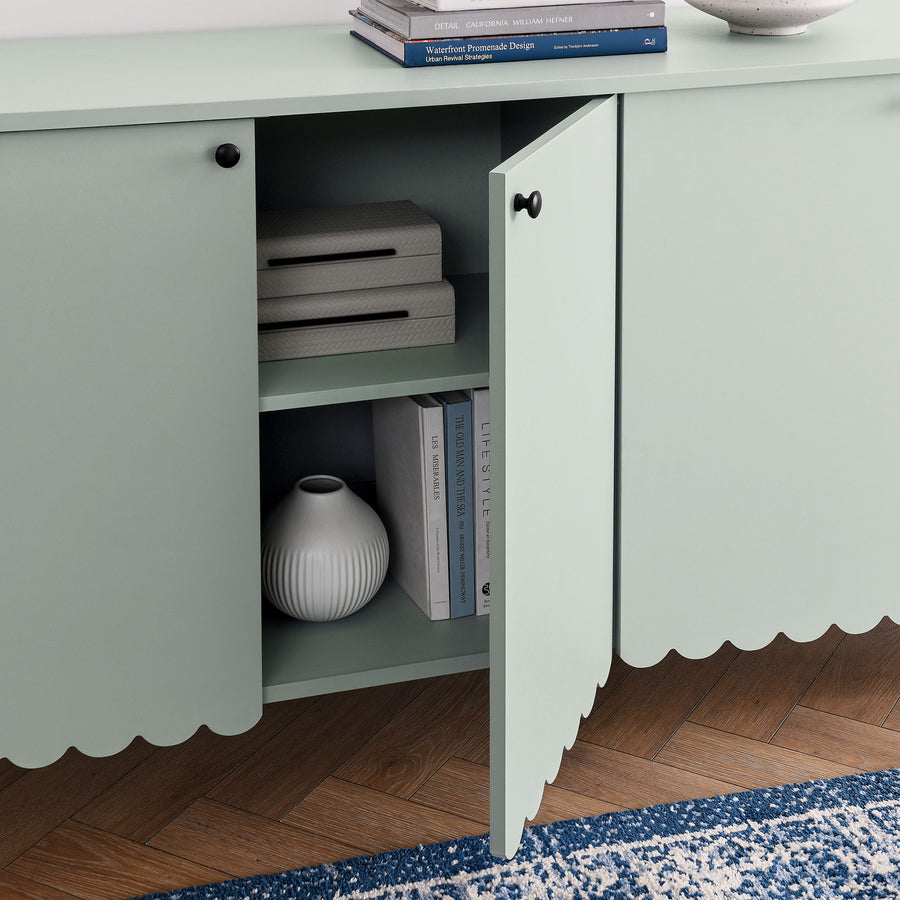 Solstice 66" 4-Door Scalloped Sideboard Cabinet in Sage