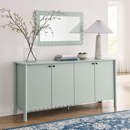 Emmeline 66" 4-Door Scalloped Sideboard Cabinet by Furniture For America