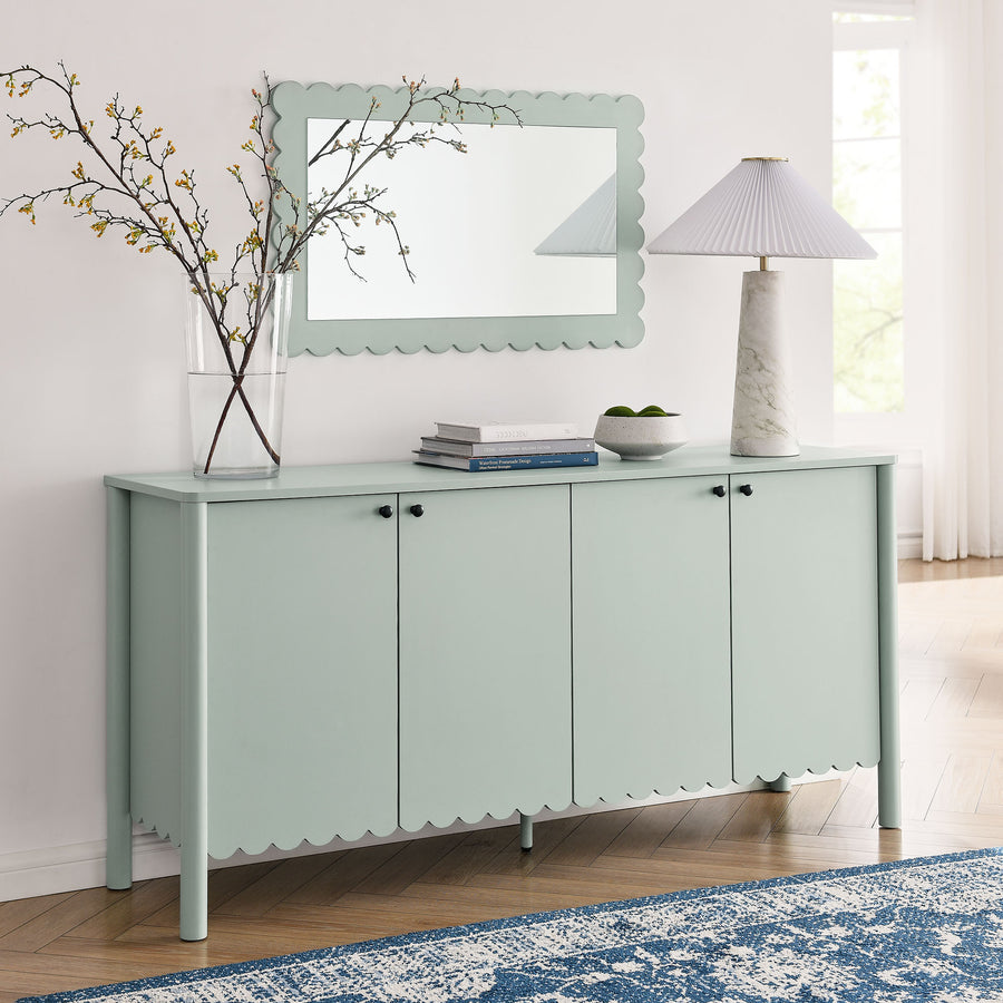 Solstice 66" 4-Door Scalloped Sideboard Cabinet in Sage