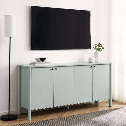 Emmeline 66" 4-Door Scalloped Sideboard Cabinet by Furniture For America