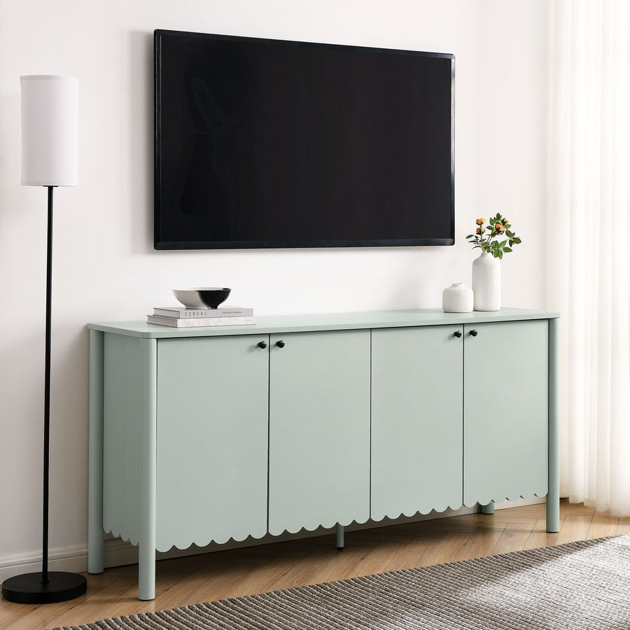 Solstice 66" 4-Door Scalloped Sideboard Cabinet in Sage