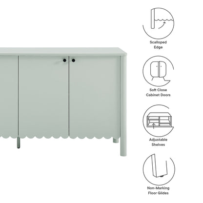 Emmeline 66" 4-Door Scalloped Sideboard Cabinet by Furniture For America