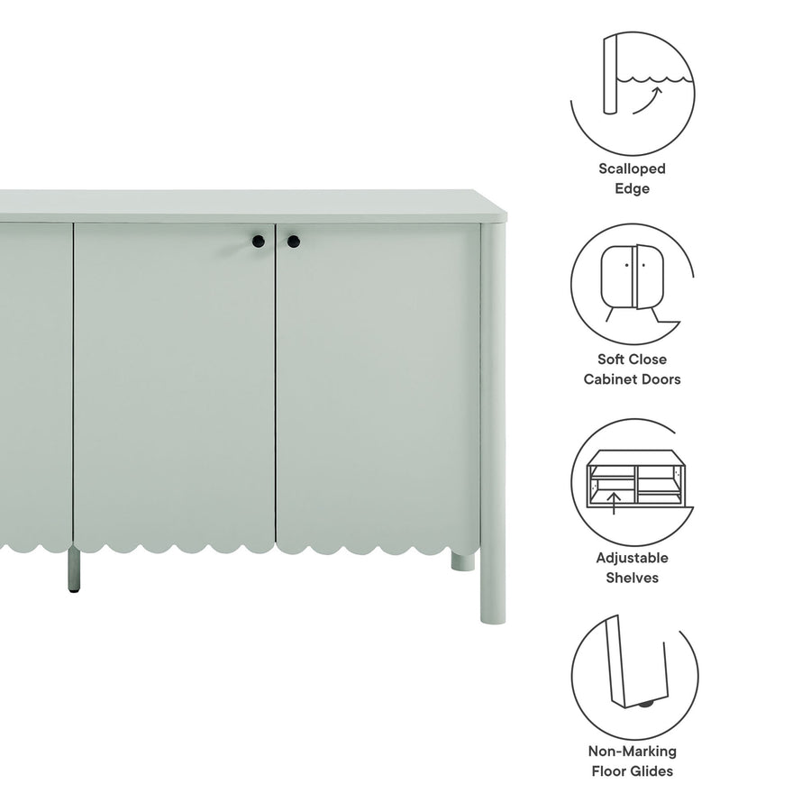 Solstice 66" 4-Door Scalloped Sideboard Cabinet in Sage