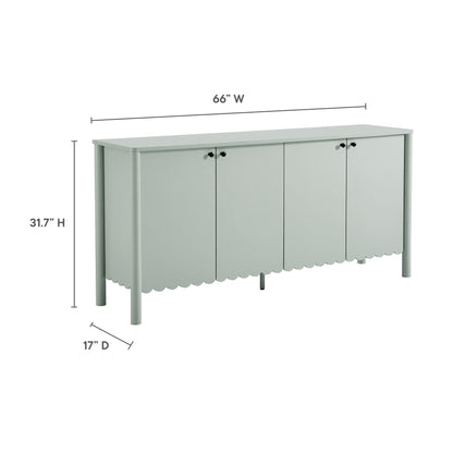 Emmeline 66" 4-Door Scalloped Sideboard Cabinet by Furniture For America