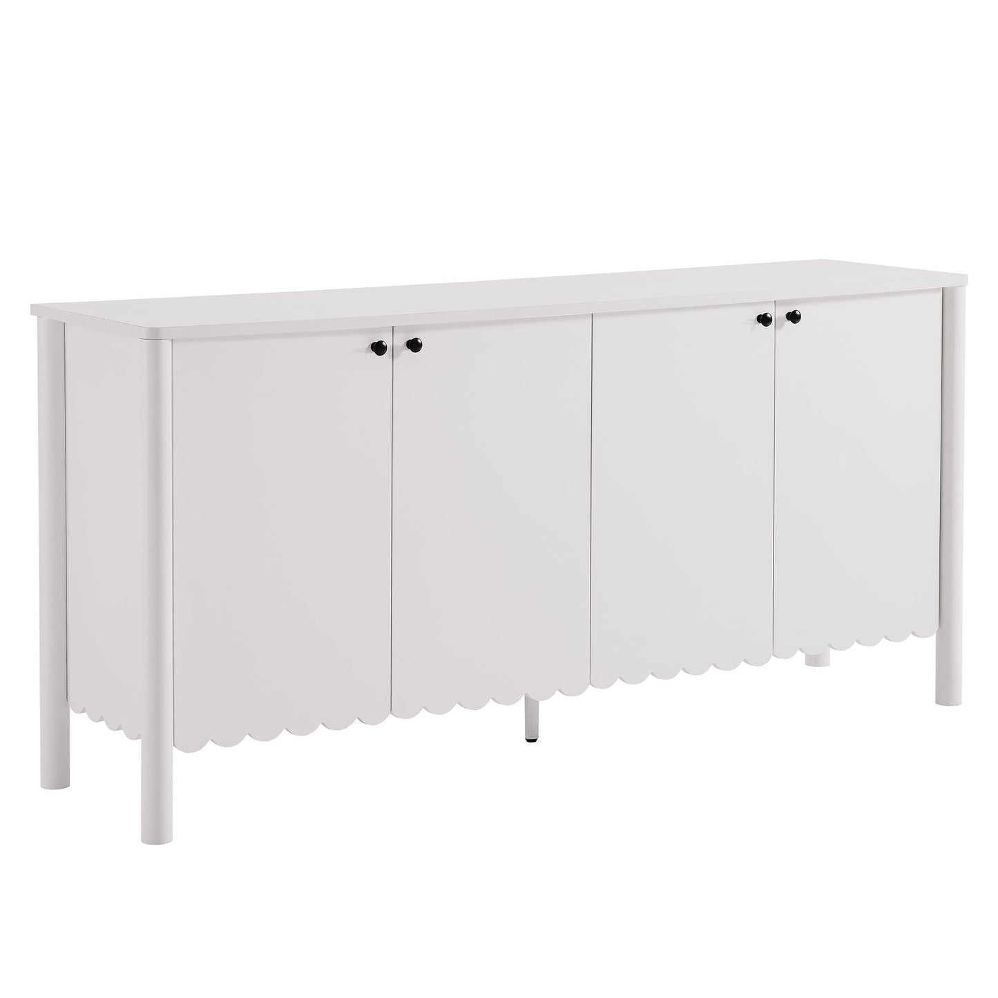 Emmeline 66" 4-Door Scalloped Sideboard Cabinet by Furniture For America
