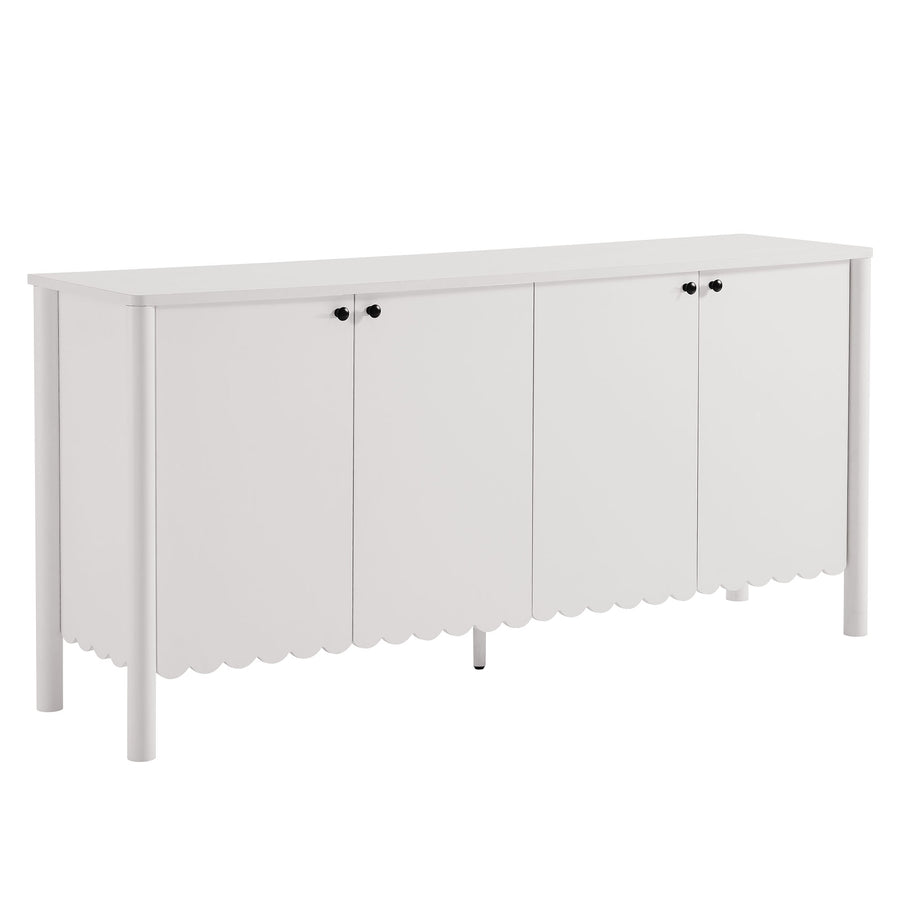 Solstice 66" 4-Door Scalloped Sideboard Cabinet in White