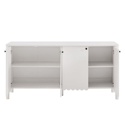 Emmeline 66" 4-Door Scalloped Sideboard Cabinet by Furniture For America