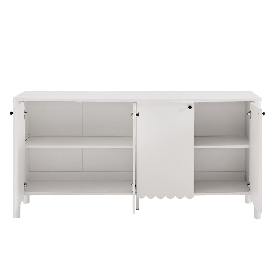 Solstice 66" 4-Door Scalloped Sideboard Cabinet in White