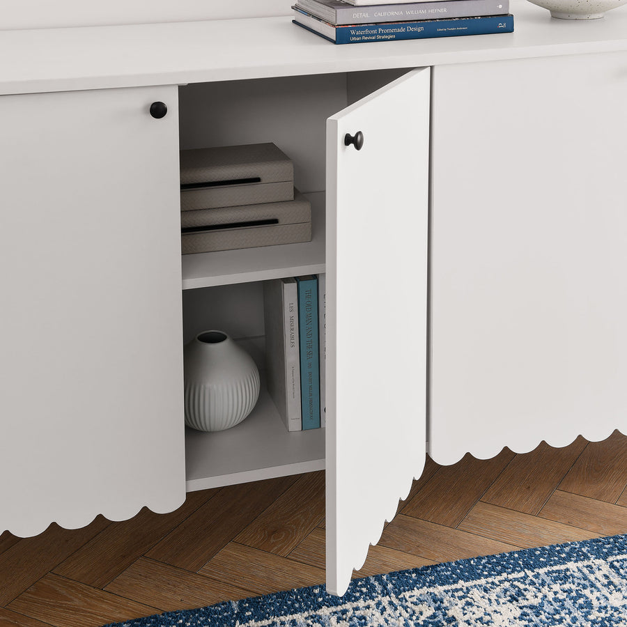 Solstice 66" 4-Door Scalloped Sideboard Cabinet in White