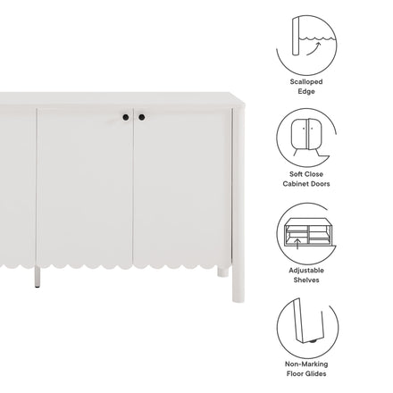 Emmeline 66" 4-Door Scalloped Sideboard Cabinet in White