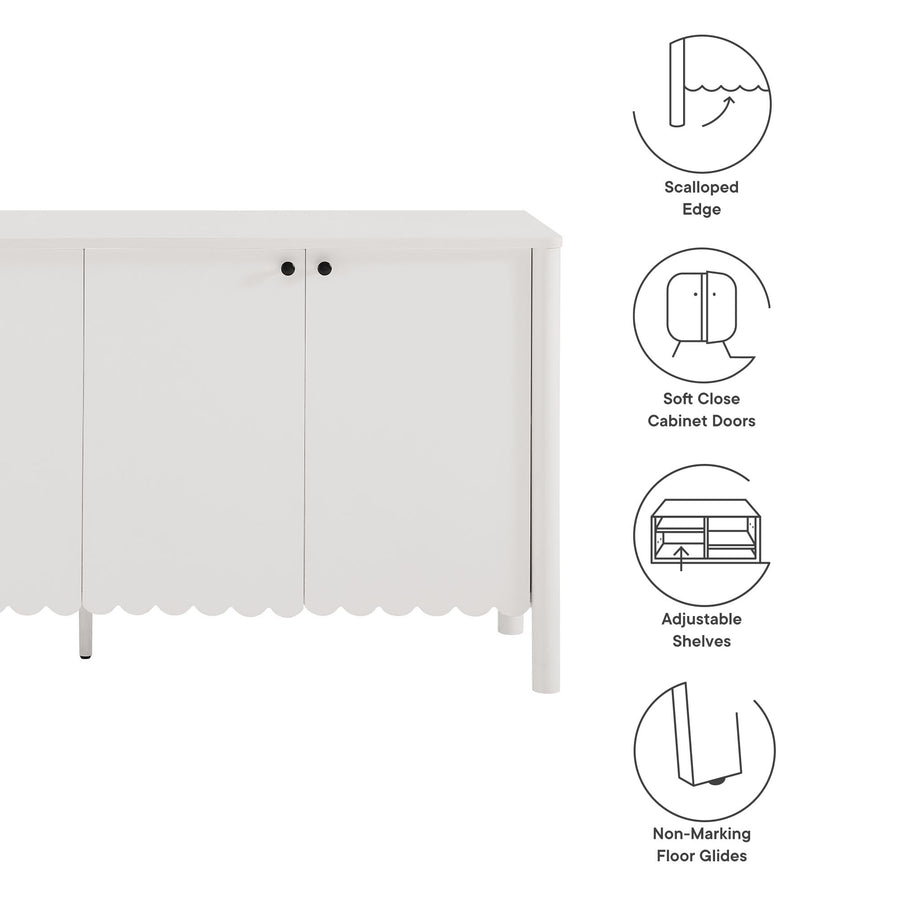 Solstice 66" 4-Door Scalloped Sideboard Cabinet in White