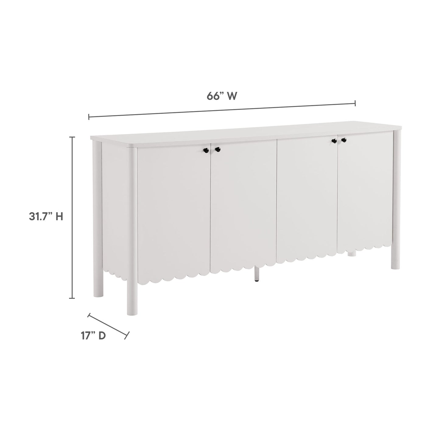 Emmeline 66" 4-Door Scalloped Sideboard Cabinet by Furniture For America