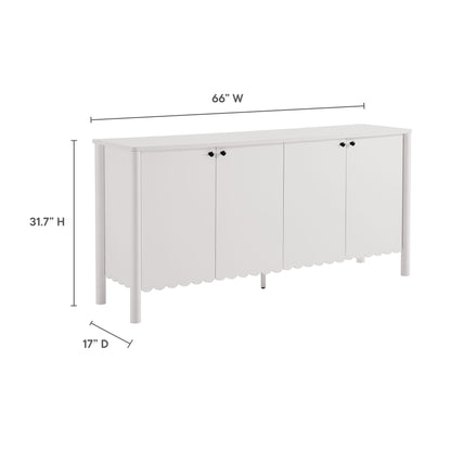 Emmeline 66" 4-Door Scalloped Sideboard Cabinet by Furniture For America
