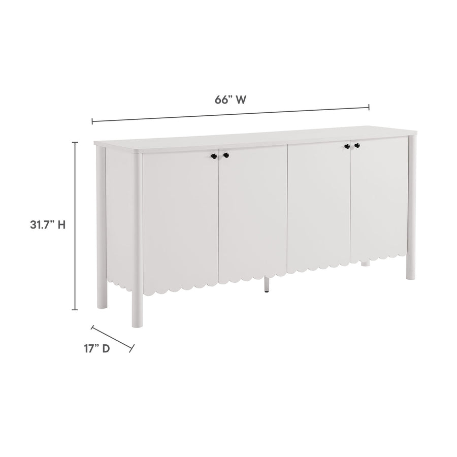 Solstice 66" 4-Door Scalloped Sideboard Cabinet in White