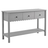 Solstice 3-Drawer Scalloped Console Table in Light Gray