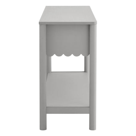 Emmeline 3-Drawer Scalloped Console Table in Light Gray