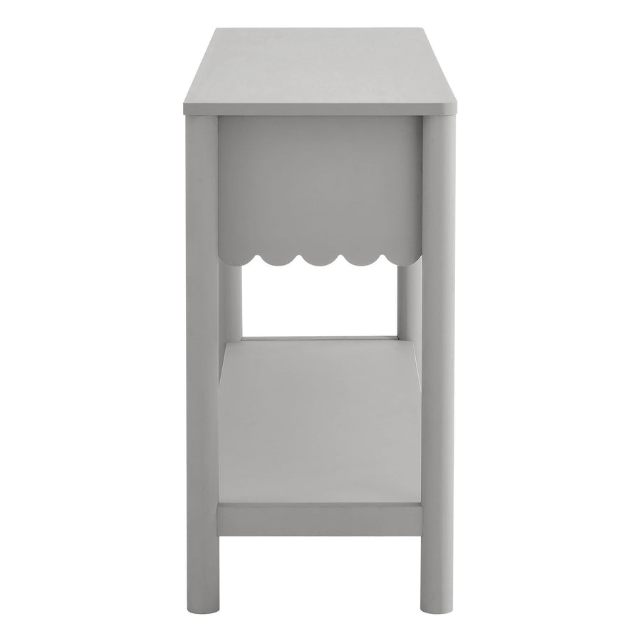 Solstice 3-Drawer Scalloped Console Table in Light Gray
