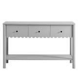 Solstice 3-Drawer Scalloped Console Table in Light Gray