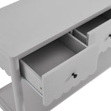 Solstice 3-Drawer Scalloped Console Table in Light Gray